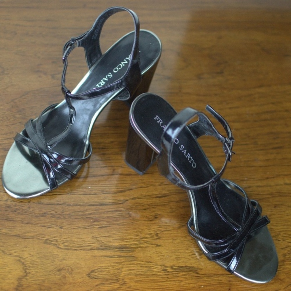 Franco Sarto Black Ebba T-Strap Heels